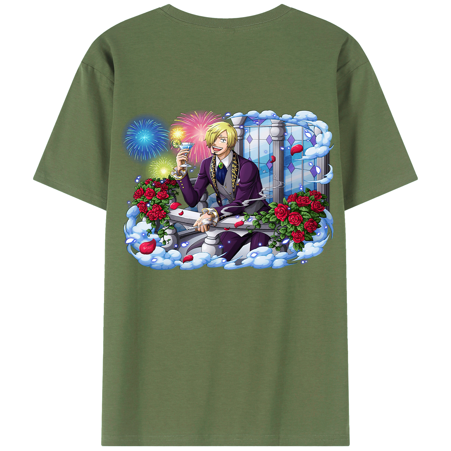 （画像用） ワンピース サンジ ONE PIECE Sanji 綿100％ メンズ半袖Tシャツ（バックプリント） 通気性